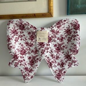LAURA ASHLEY NWT Melamine Floral Bow Shaped Serving Platter Red Transferware